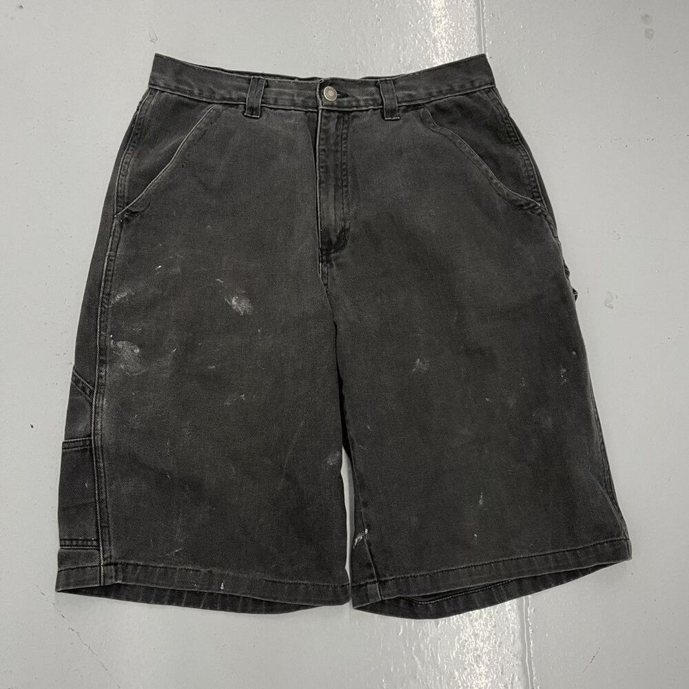 Vintage 90s Bugle Boy Black Paint Splatter Denim Jorts 32x12